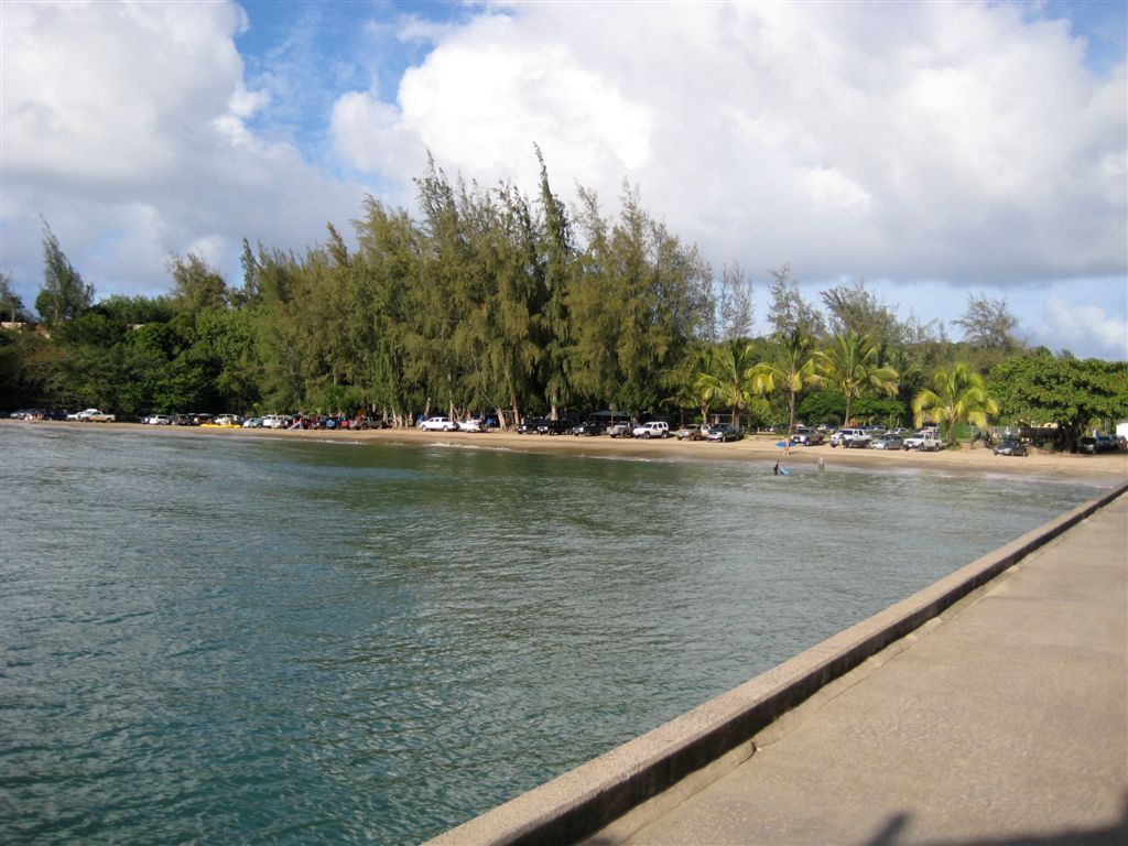 Looking back at the campsite along the beach where we stayed in Hanalei