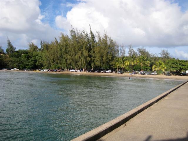 Looking back at the campsite along the beach where we stayed in Hanalei