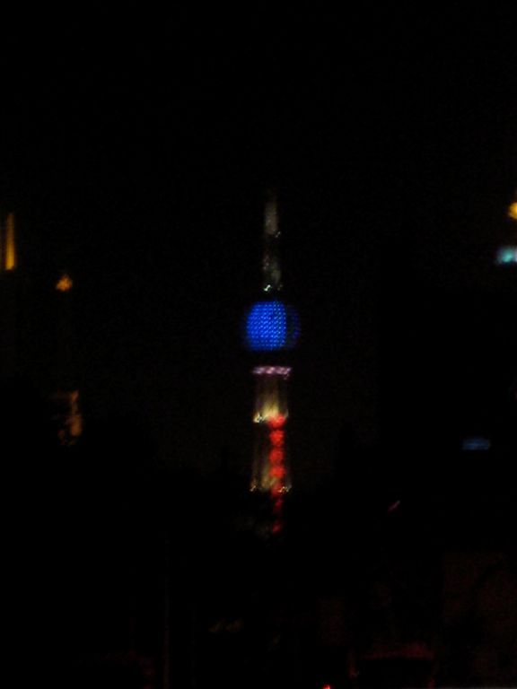 View of the tower at night from the hostel