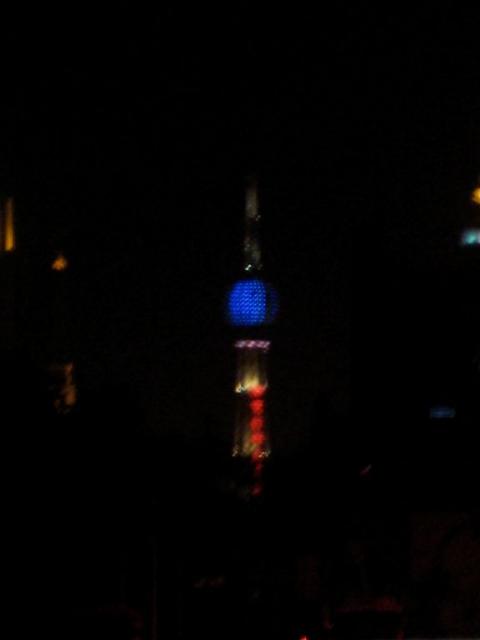 View of the tower at night from the hostel
