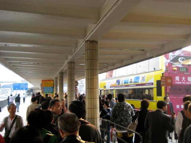 HUGE lineups waiting for the bus