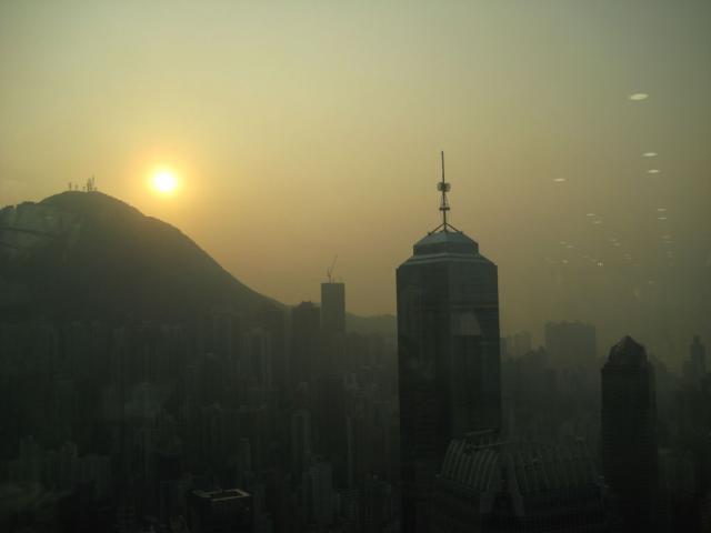 Victoria Peak from floor 55 of the Two IFC