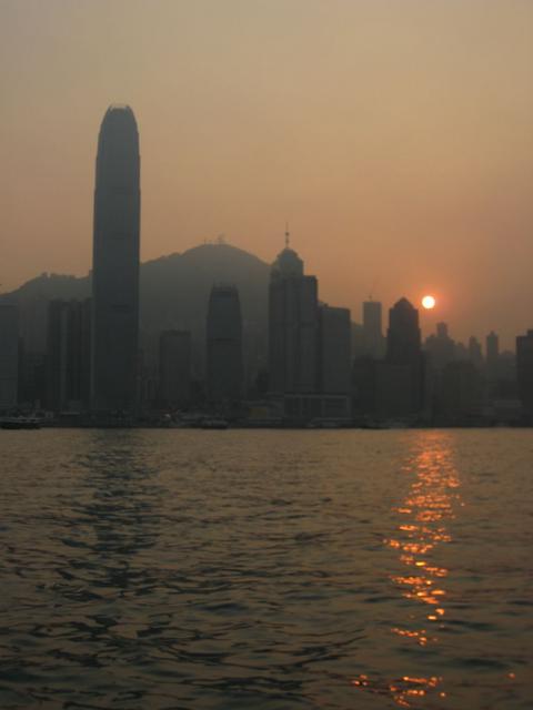 View back at Hong Kong from the ferry