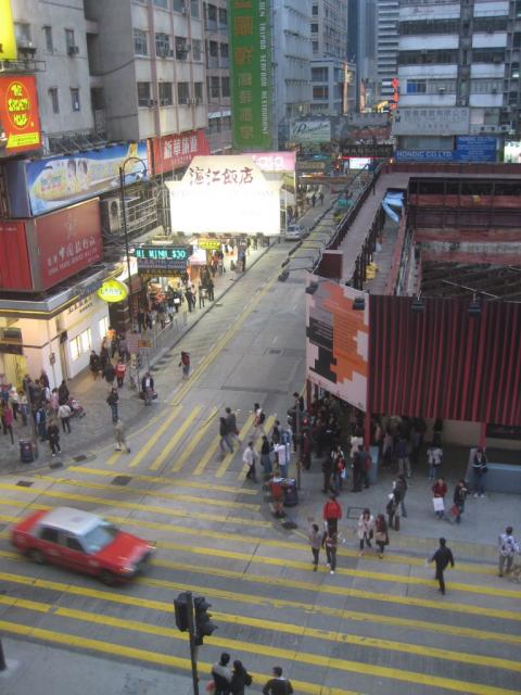 The view onto the main Nathan Road from our window