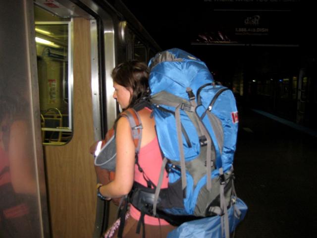 Getting on the "L train" in Chicago