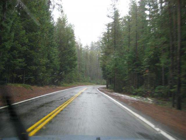Nearing Crater Lake. First sign of snow!
