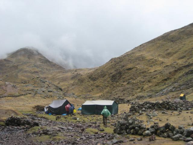 Kitchen tent, dining tent, and the loo