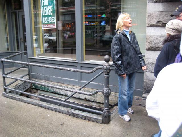 Our loud Swedish tourguide leading us underground