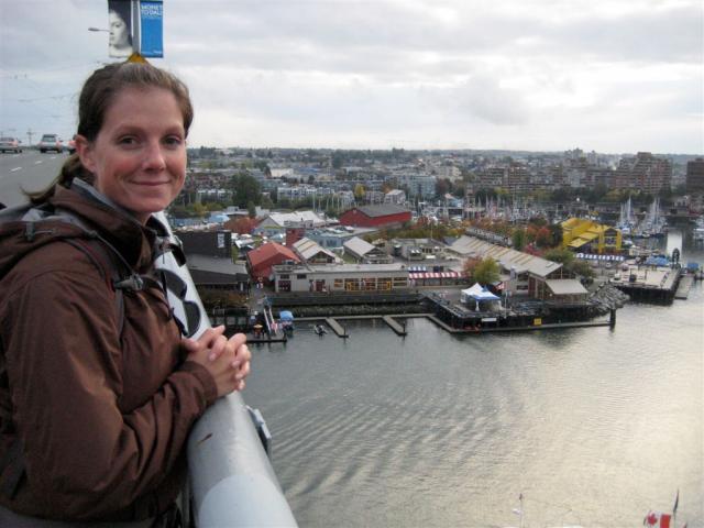Walking over Granville Bridge, over Granville Island Market