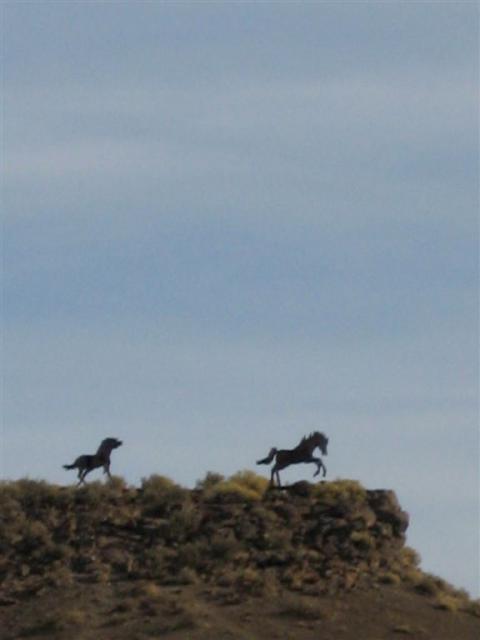 Cool horse statues on a higher viewpoint