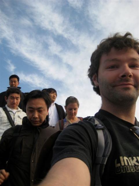 Walking off the airplane onto tarmak