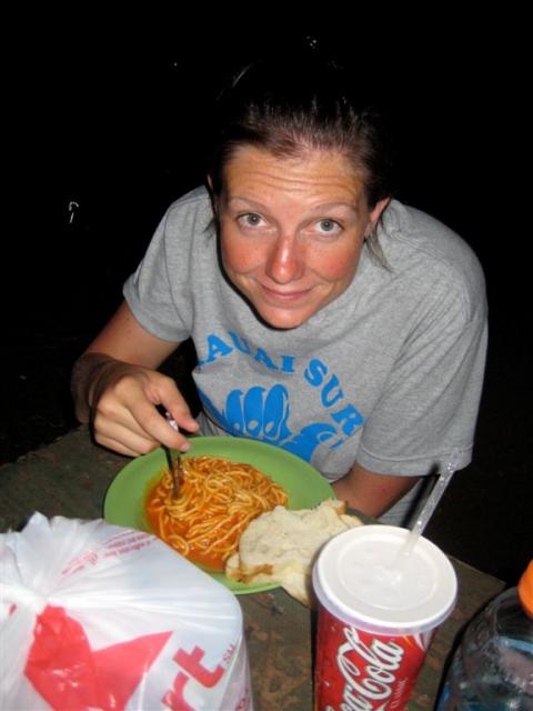 Cold dinner the campsite in Waimea