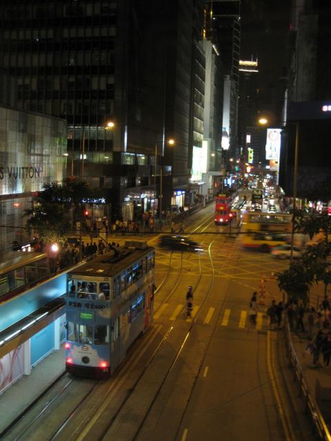 The cool double decker trams in HK