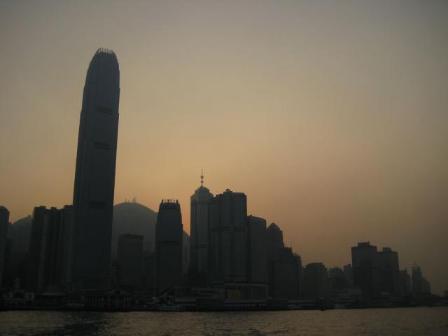 View back at Hong Kong from the ferry