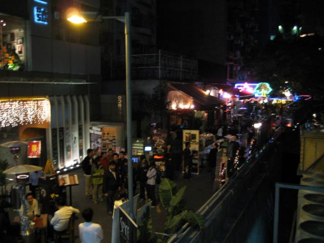 Little bar scene near our hostel in Kowloon