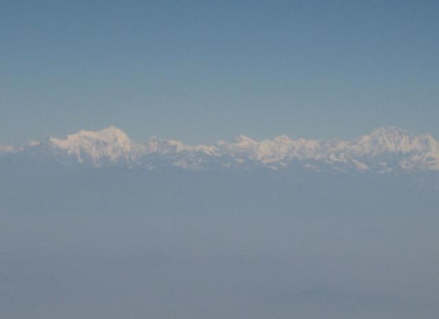 View of the Himalayas from the flight