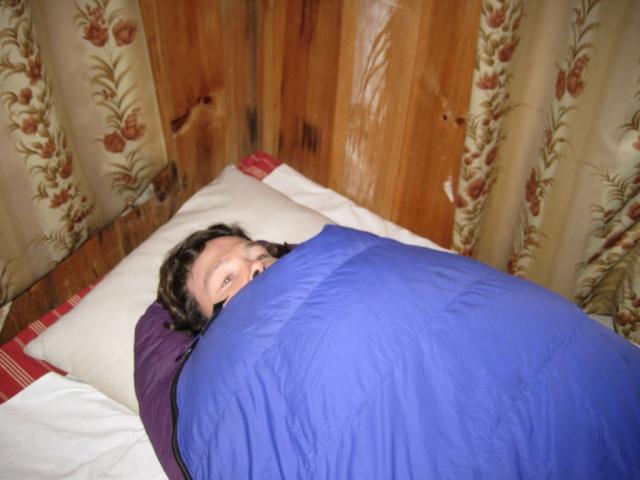 Nice warm sleeping bag, provided by the trek company