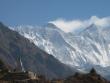 Stupa and Everest. High winds at the peak!