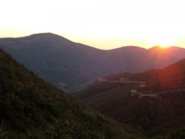 Setting sun in the hills