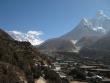 Enterring Pangboche with views of Ama Dablam and a bit of Everest