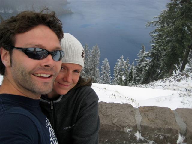 Us with snow and the deepest lake in the USA!
