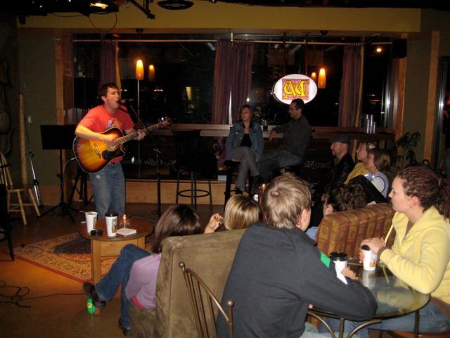 Open Mic Night at the Monk Coffee Bistro where Melanie works