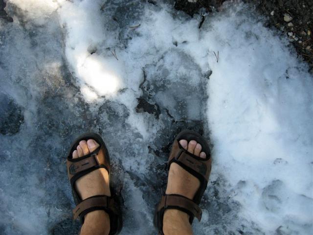 Sandals in the snow.  :)
